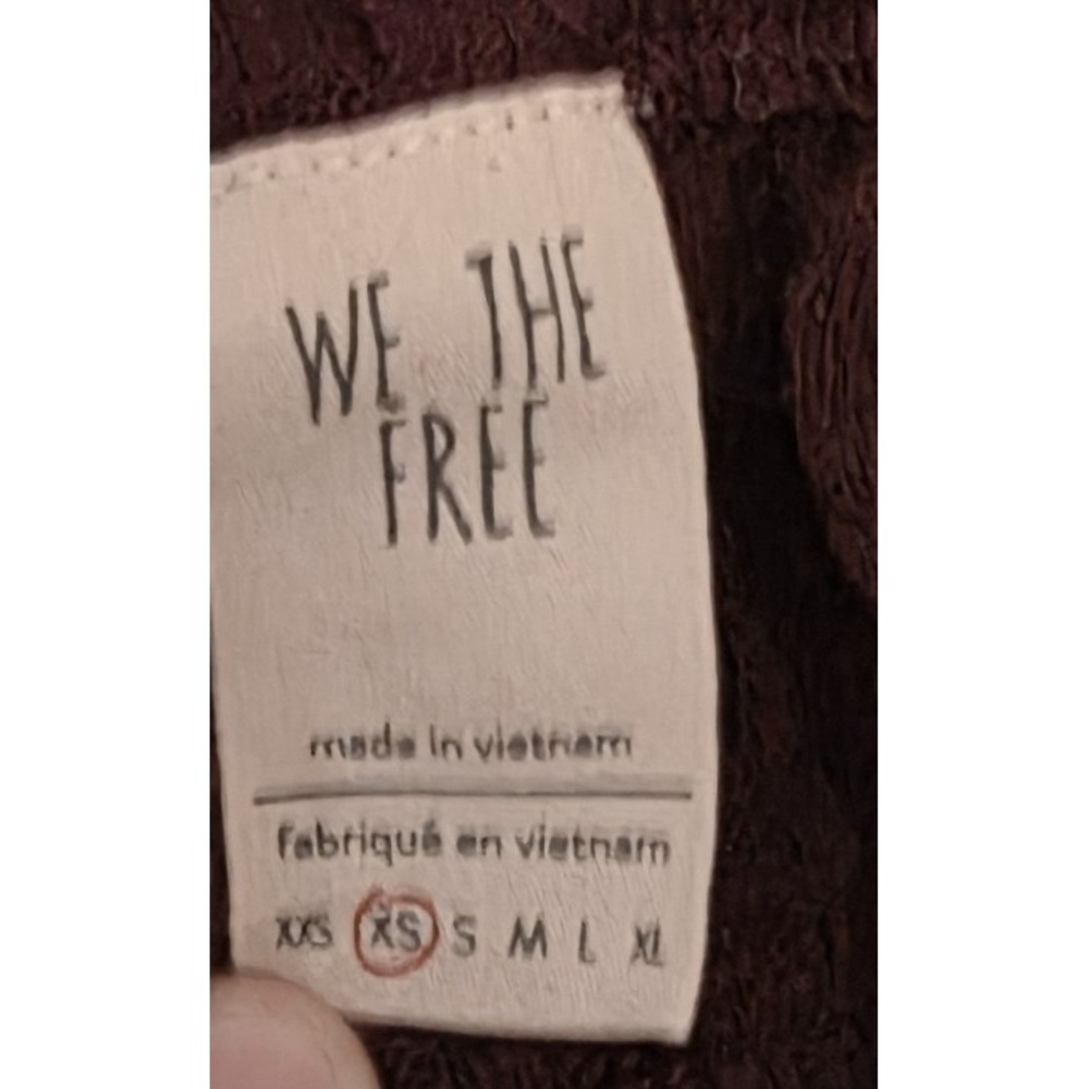 We The Free Thermal Waffle Knit Long Sleeve Tunic Top Oversized Maroon XS - Picture 8 of 9